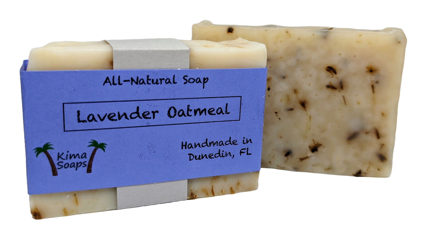 two bars of lavender oatmeal soap